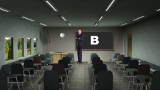 Virtual Set Studio 105 for 4K is a classroom with chalkboard.