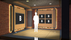 Virtual Set Studio 107 for 4K is a room with several monitors and clean lines.