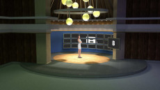 Virtual Set Studio 118 for 4K is a circular stage surrounded by monitors.