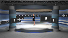 Virtual Set Studio 177 for 4K is a circular presentation room rimmed by monitors.