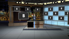 Virtual Set Studio 179 for 4K is a major network new desk set with monitors spaced around the room.
