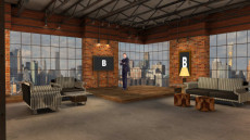 Virtual Set Studio 180 for 4K is a city loft with furniture and a skyline.