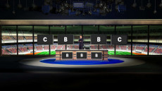 Virtual Set Studio 194 for 4K is a sports news desk with optional desk and replacable background to change sports.